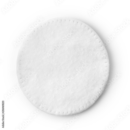 One round cotton cosmetic pad on white