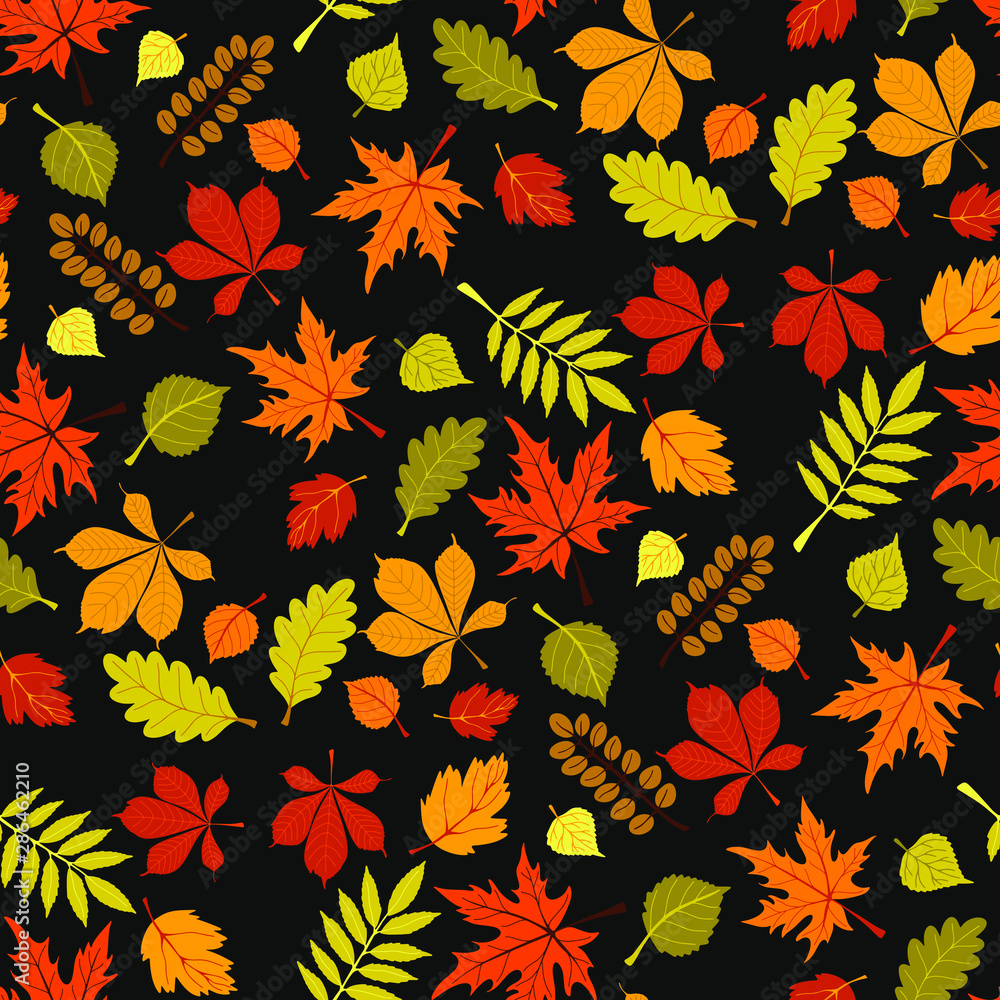 Seamless pattern with autumn leaves. - obrazy, fototapety, plakaty 