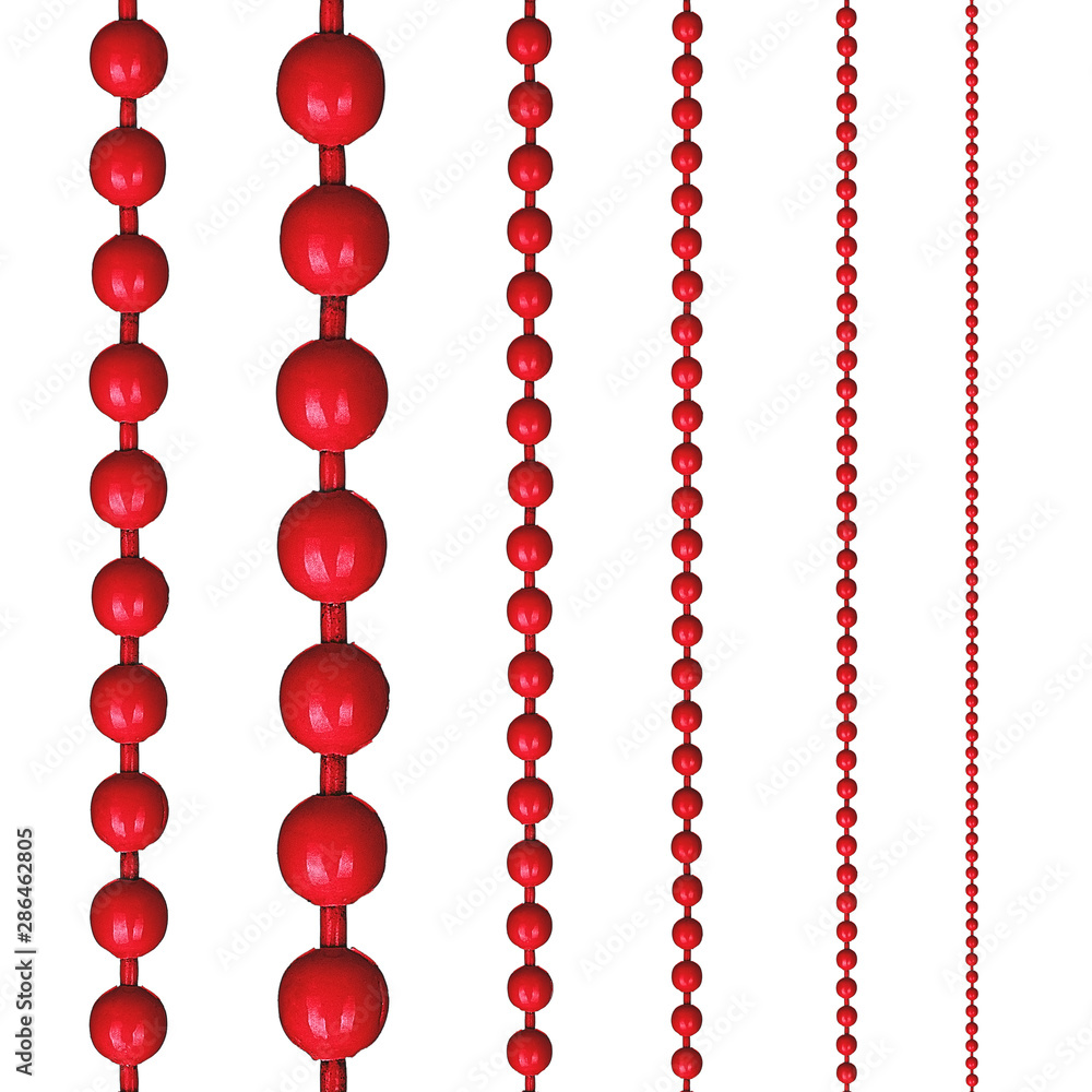 Collection of dark-red ball chain on isolated white background Collection of dark-red ball chain on isolated white background