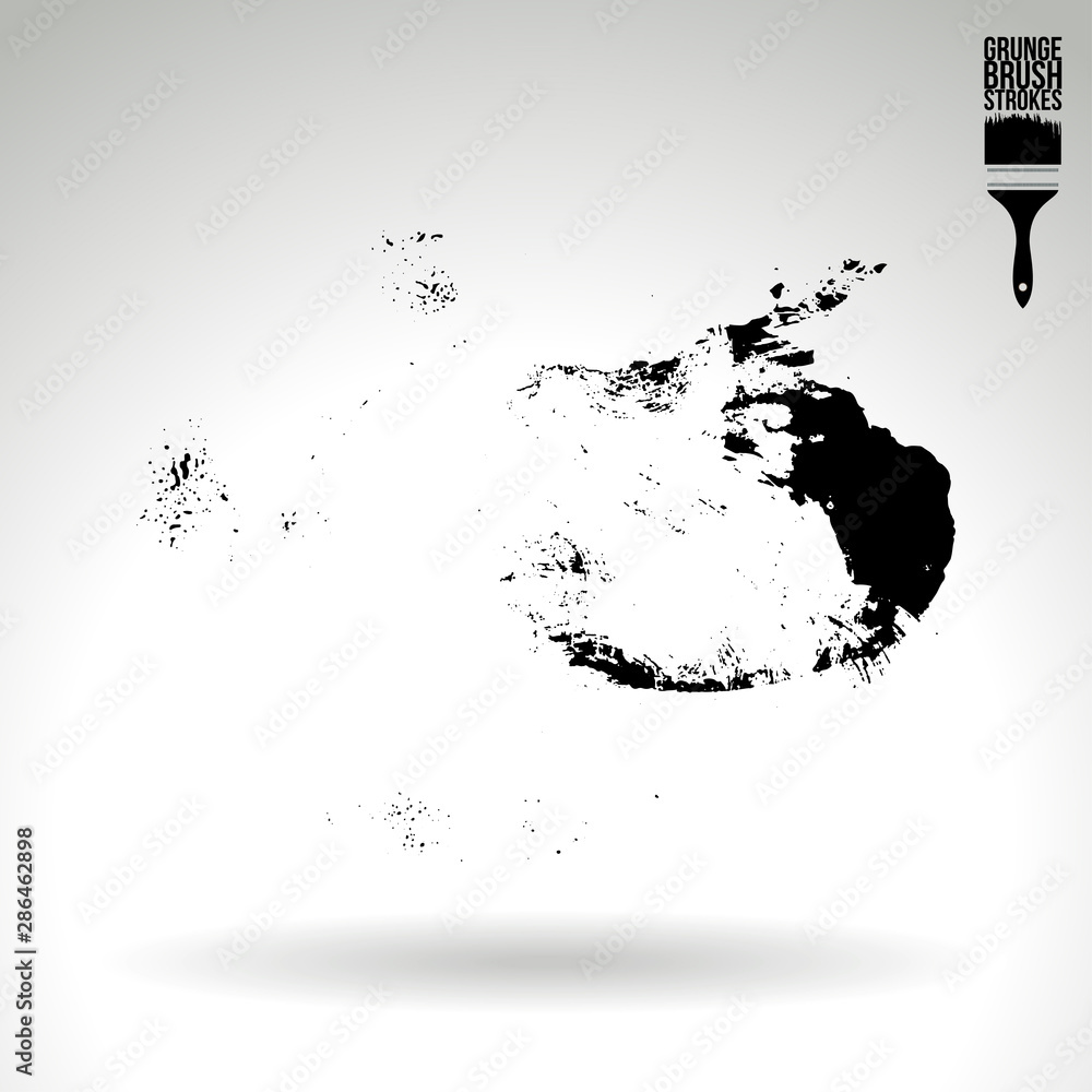 Fototapeta premium Black brush stroke and texture. Grunge vector abstract hand - painted element. Underline and border design.