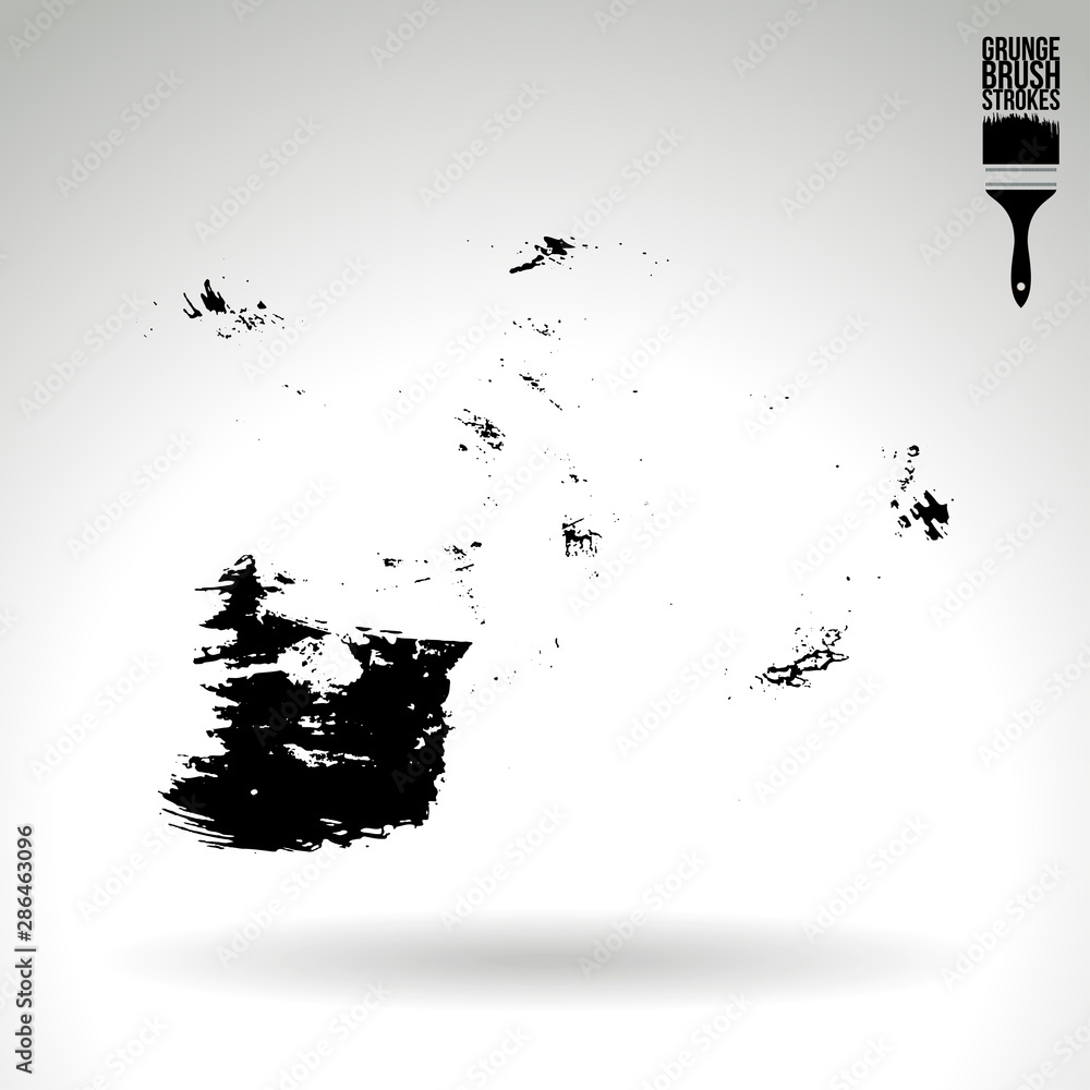 Obraz premium Black brush stroke and texture. Grunge vector abstract hand - painted element. Underline and border design.
