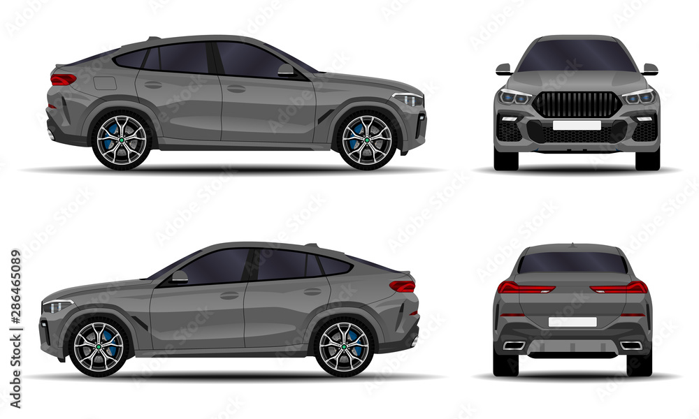 Naklejka premium realistic SUV car. front view; side view; back view.