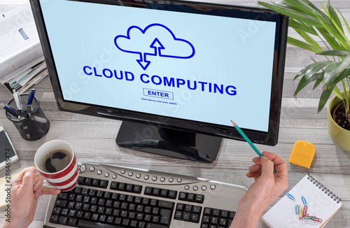 Cloud computing concept on a computer