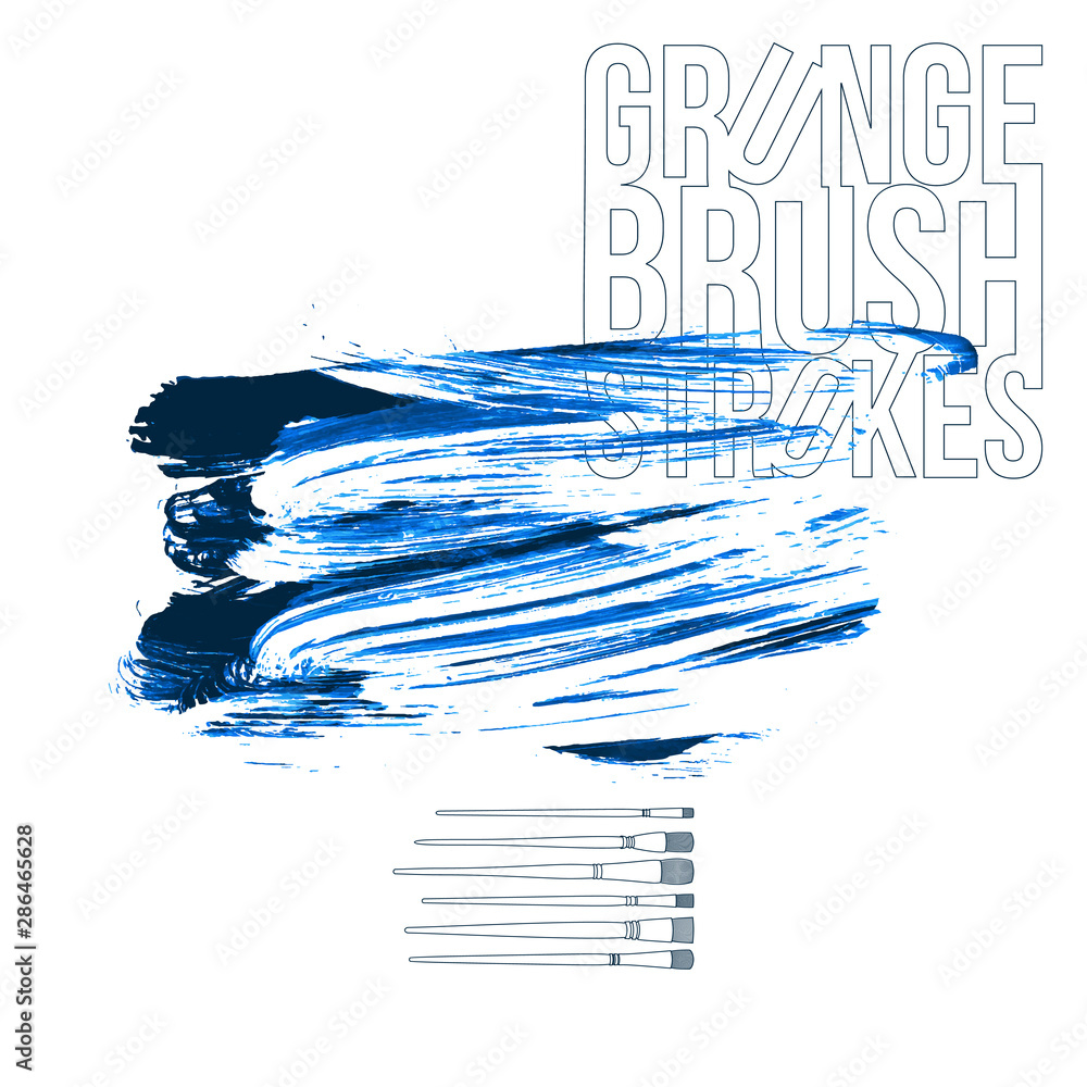 Blue brush stroke and texture. Grunge vector abstract hand - painted element. Underline and border design. Blue brush stroke and texture. Grunge vector abstract hand - painted element. Underline and border design.