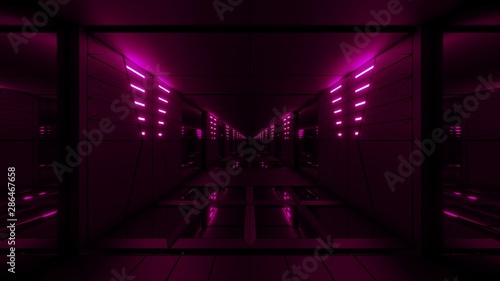 pink stylish dark sci-fi tunnel qith nice glow 3d illustration background wallpaper