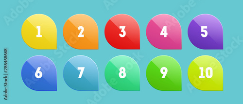 Creative vector illustration of number bullet points set 1 to 10