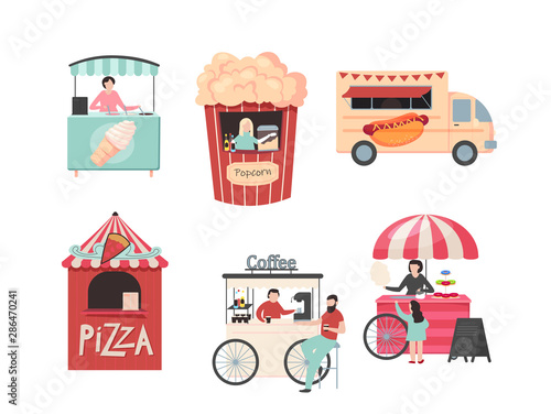 roti seller with cart - Street food festival. vector illustration high quality