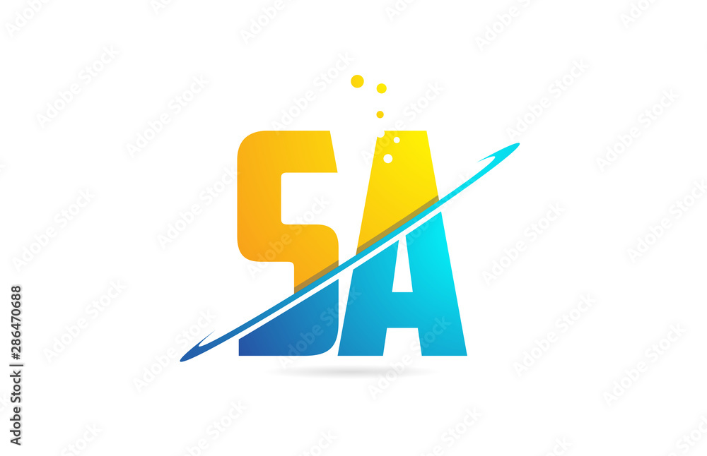 alphabet letter SA S A combination for logo company icon design