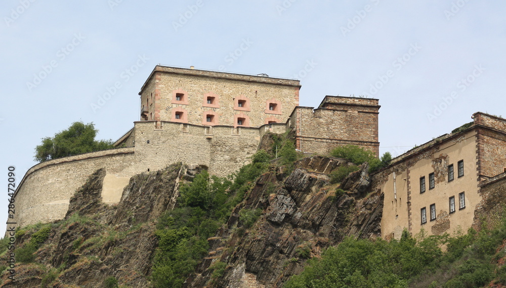 Ehrenbreitstein fortress from the 11th century in the city of Loblenz. Germany