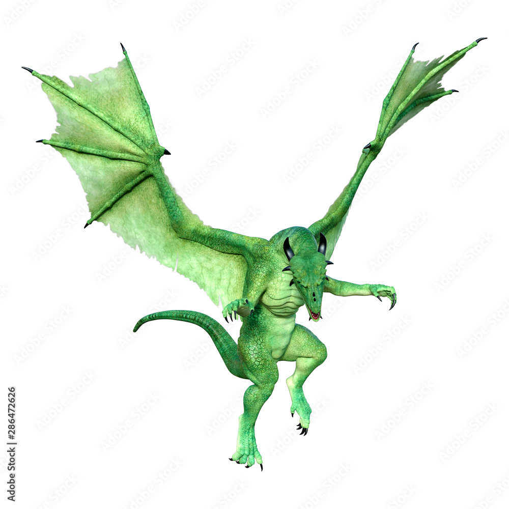 Fototapeta premium 3D Rendering Fairy Tale Dragon on White