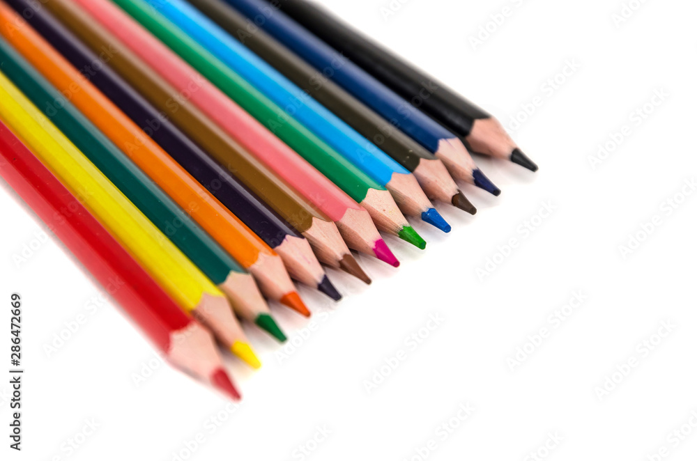 color pencils isolated on white background.