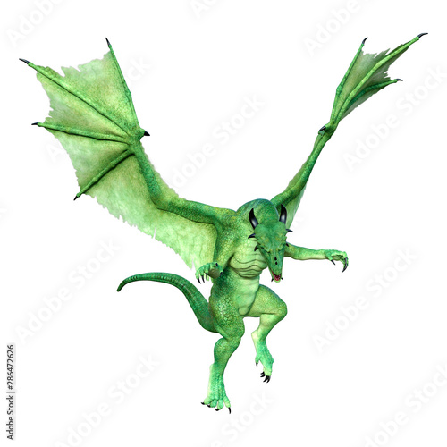 3D Rendering Fairy Tale Dragon on White