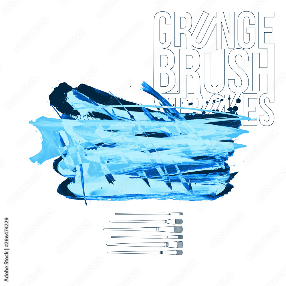Blue brush stroke and texture. Grunge vector abstract hand - painted element. Underline and border design. Blue brush stroke and texture. Grunge vector abstract hand - painted element. Underline and border design.