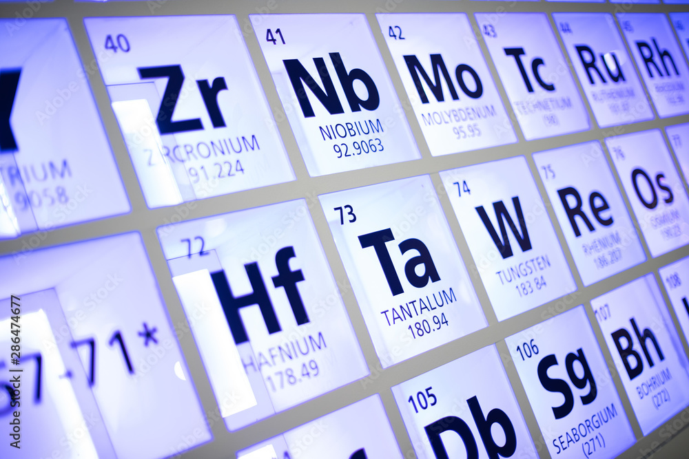 Periodic table of elements. Selective focus. Periodic table of elements. Selective focus.