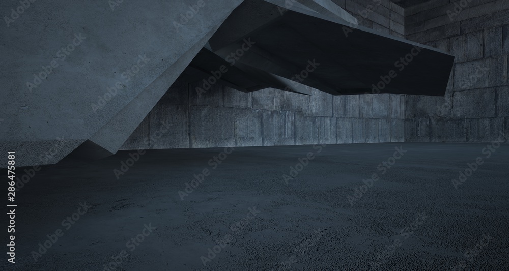 Abstract white and concrete interior. 3D illustration and rendering. - obrazy, fototapety, plakaty 