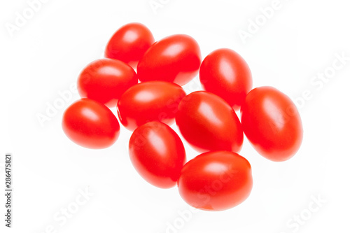 A group of fresh red cherry tomatoes