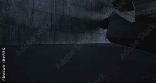 Abstract white and concrete interior. 3D illustration and rendering.