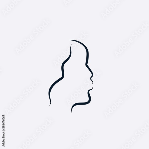 woman face profile logo line illustration vector 