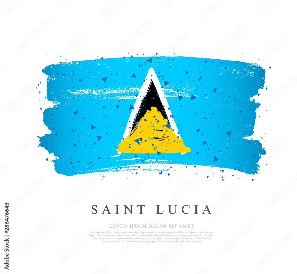 Flag of Saint Lucia. Brush strokes are drawn by hand. Independence Day ...