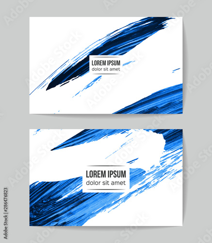 Set of vector business card templates with brush stroke background. © monum