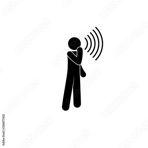 screaming man icon, stick figure pictogram, human silhouette isolated sign