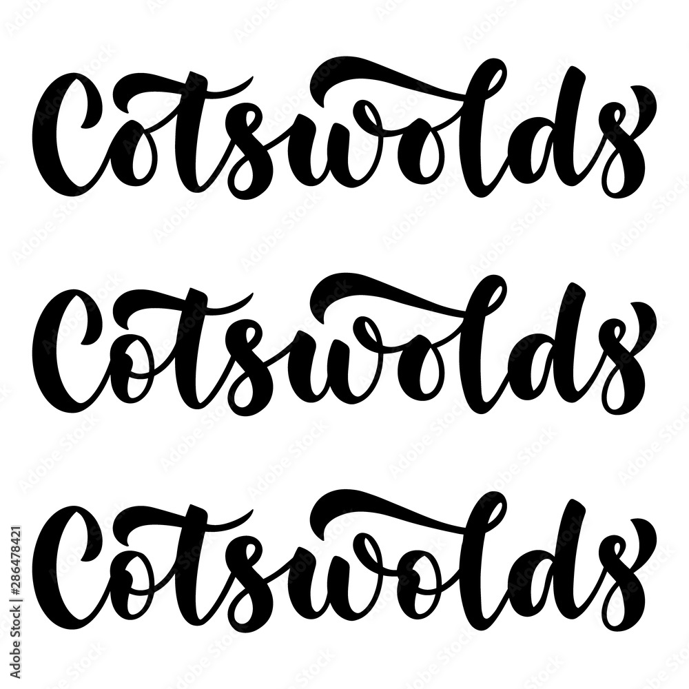 Cotswolds. Vector brush lettering script element. Cotswolds area name