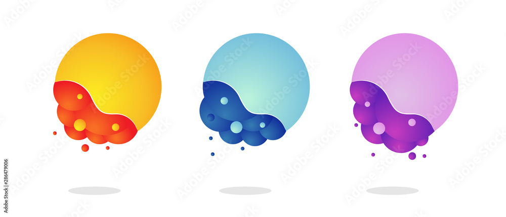 Set of three geometric badges. Trendy gradient banners. Useful for placard, card, poster, logo, social post. Set of three geometric badges. Trendy gradient banners. Useful for placard, card, poster, logo, social post.