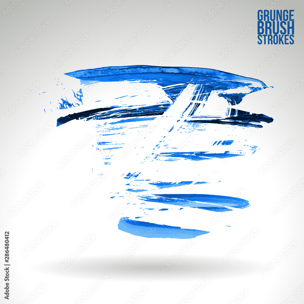 Blue brush stroke and texture. Grunge vector abstract hand - painted element. Underline and border design. Blue brush stroke and texture. Grunge vector abstract hand - painted element. Underline and border design.