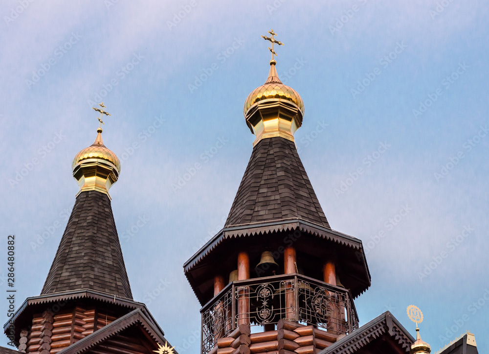 wooden architecture dome of a modern Orthodox Christian church
