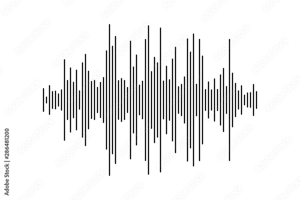 Sound wave vector background. Modern simple backdrop with black line isolated.