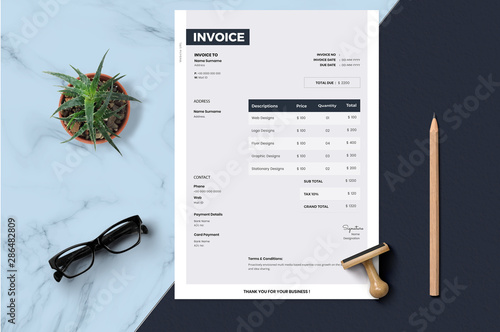 3D Illustration Invoice Template