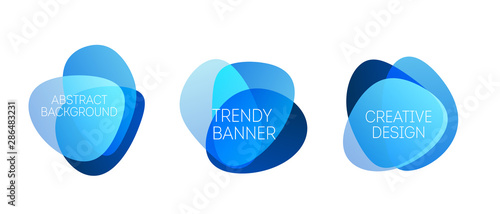 Color abstract liquid shape. Set of fluid color overlap gradient badges.