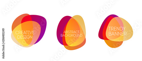 Color abstract liquid shape. Set of fluid color overlap gradient badges.