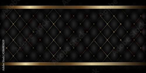 Decorative Upholstery Soft Gloss Quilted Background. True Luxury Template with Gold Thread