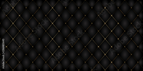 Decorative Upholstery Soft Gloss Quilted Background. True Luxury Template with Gold Thread