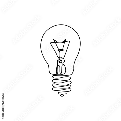 one line drawing light bulb...