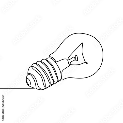 one line drawing light bulb...