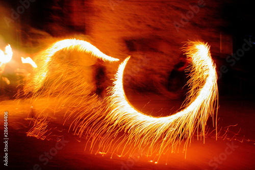 fire run, correfoc performance from Catalonia, Spain