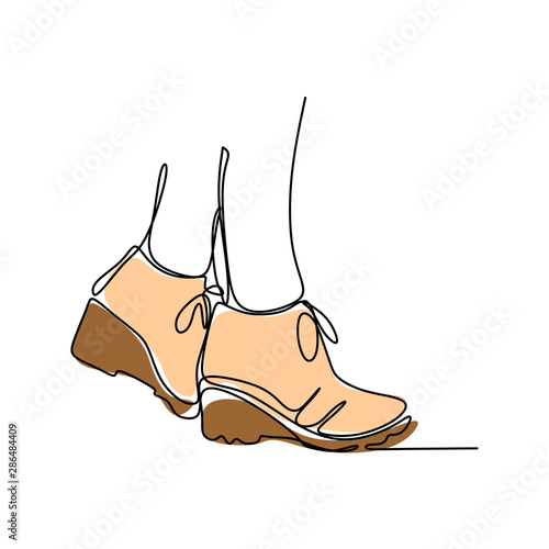 Continuous line drawing of highheels shoe for woman fashion isolated on white background vector illustration