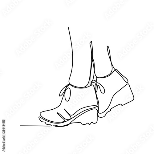 Continuous line drawing of highheels shoes for woman fashion isolated on white background vector illustration