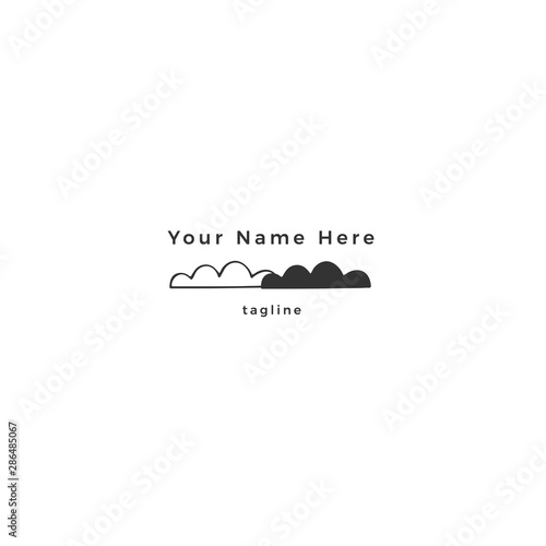Hand drawn vector icon, clouds in the sky. Minimal premade logo template.