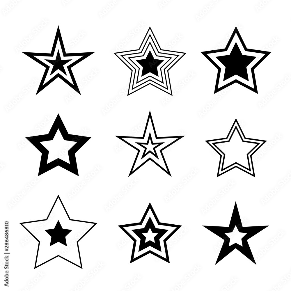 Star minimal vector icons isolated on white background. Rating symbol in trendy flat style for web design, social media, infographic or app. Star minimal vector icons isolated on white background. Rating symbol in trendy flat style for web design, social media, infographic or app.