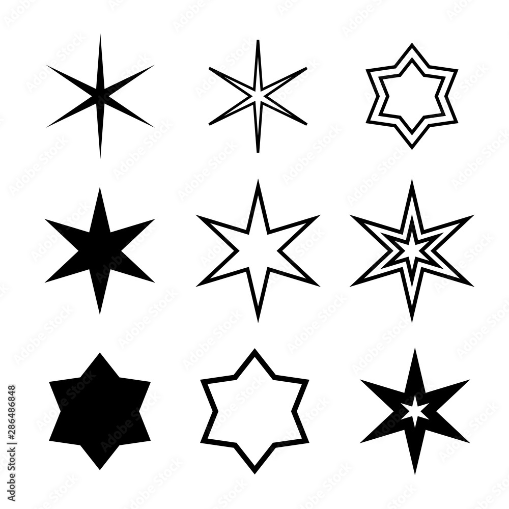 Star minimal vector icons isolated on white background. Rating symbol in trendy flat style for web design, social media, infographic or app. Star minimal vector icons isolated on white background. Rating symbol in trendy flat style for web design, social media, infographic or app.