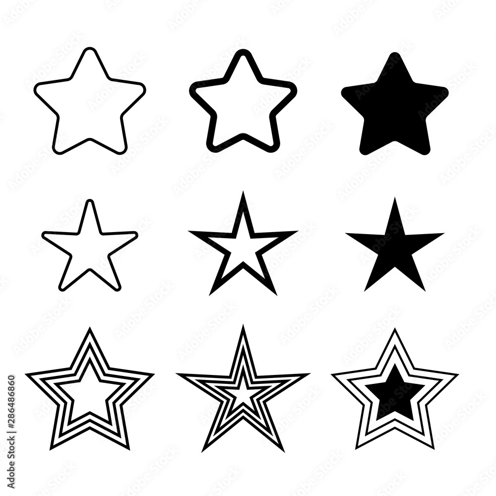 Star minimal vector icons isolated on white background. Rating symbol in trendy flat style for web design, social media, infographic or app. Star minimal vector icons isolated on white background. Rating symbol in trendy flat style for web design, social media, infographic or app.