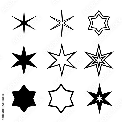 Star minimal vector icons isolated on white background. Rating symbol in trendy flat style for web design  social media  infographic or app.