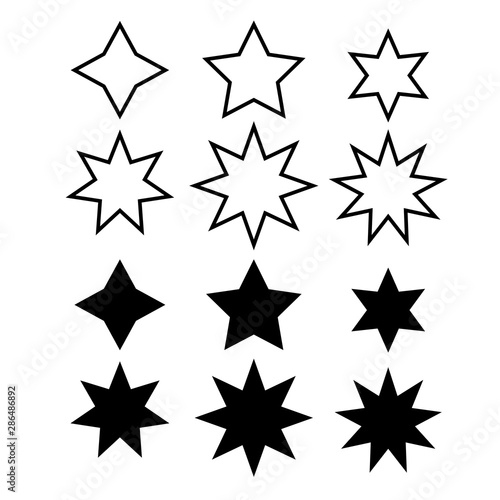 Star minimal vector icons isolated on white background. Rating symbol in trendy flat style for web design  social media  infographic or app.
