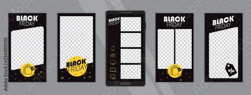 Trendy editable template for social media. Photo overlay with "black friday" theme. Everything built on layers and editable shapes.
