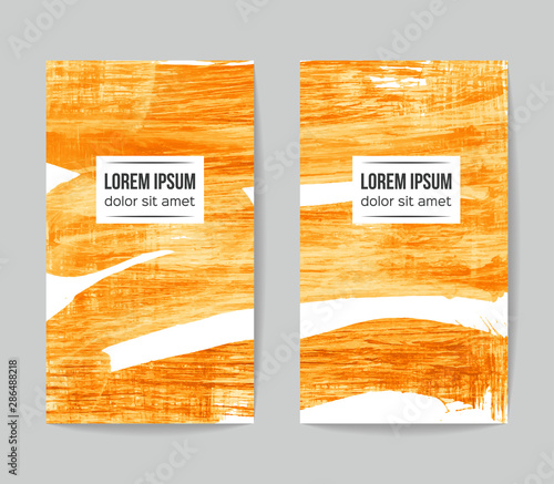 Set of vector business card templates with brush stroke background.