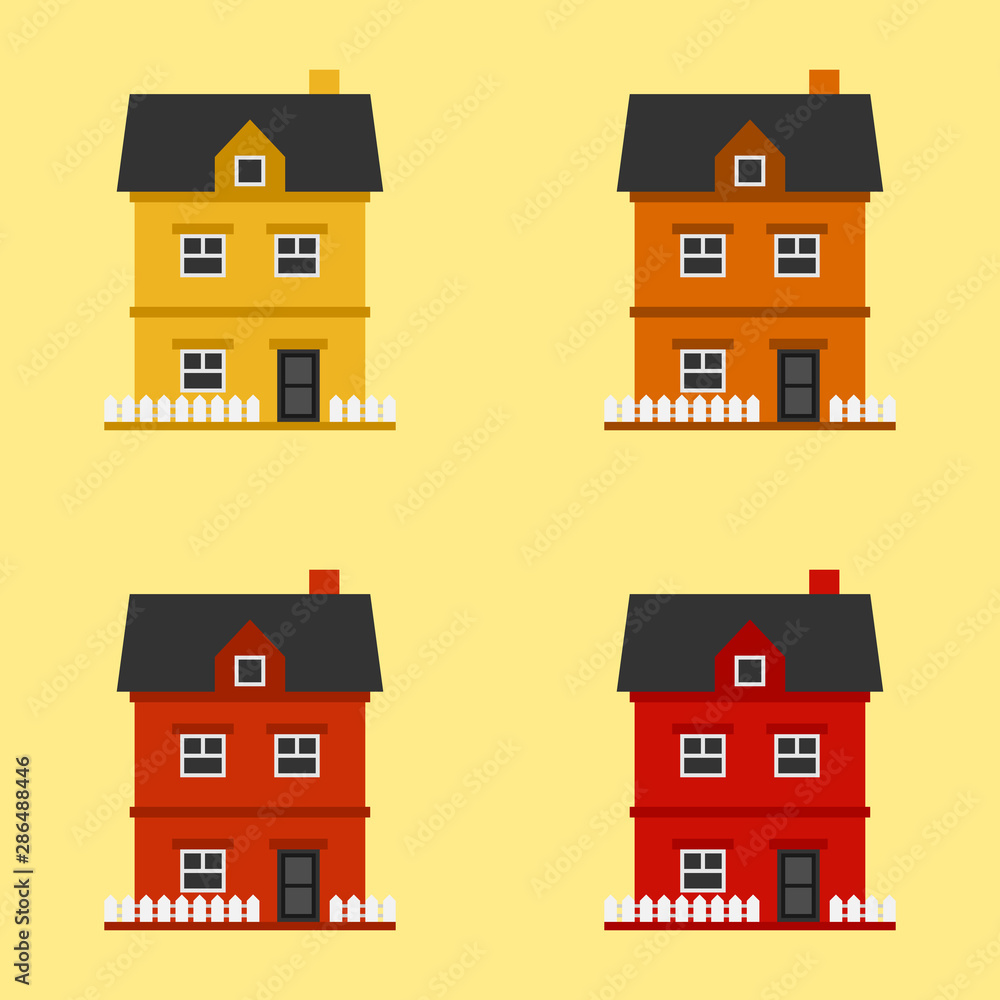 Two story house flat vector icon. Real estate symbol. Home colorful illustration. Two story house flat vector icon. Real estate symbol. Home colorful illustration.