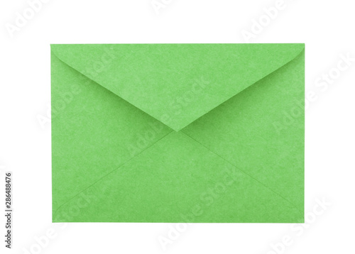 Green Open Envelope Isolated on White Background.